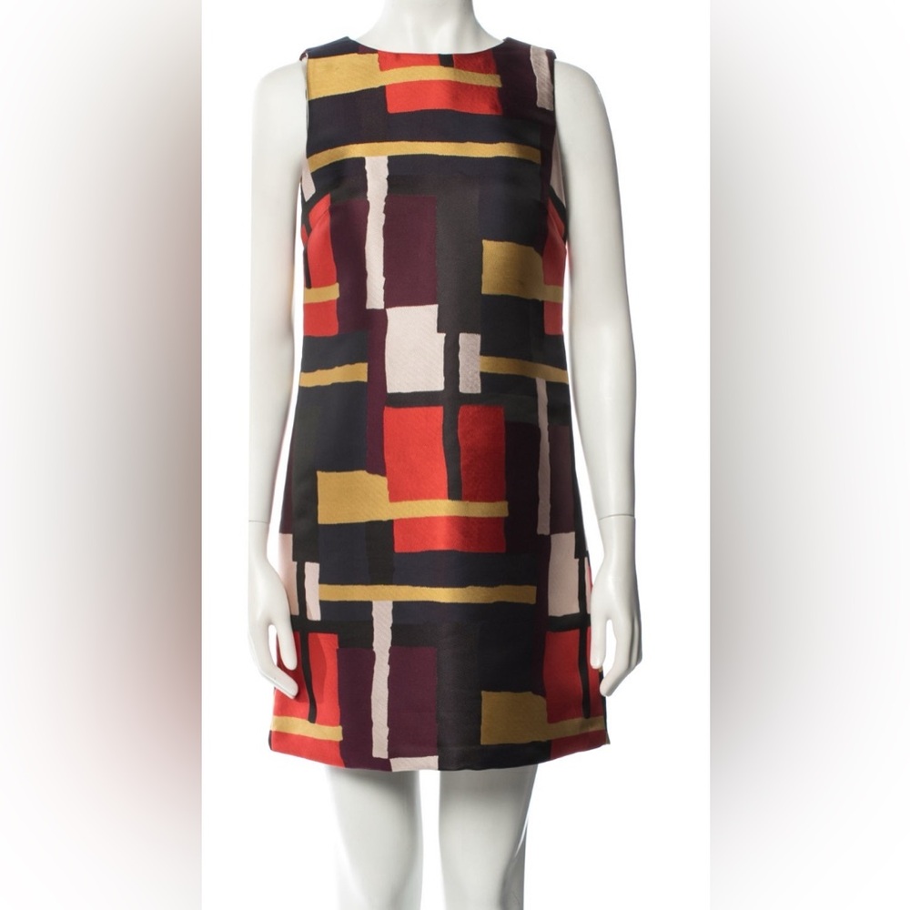 Alice + Olive Clyde Painted Grid Aline Shift Dress Colorblock Sz  0 Excellent